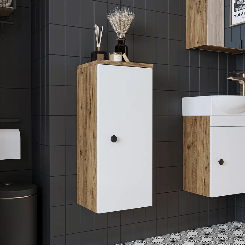 Roomart Badmöbel-Set PUNTO, 46 cm, schmales Gäste-WC-Set mit Spiegelschrank, in 4 Farben