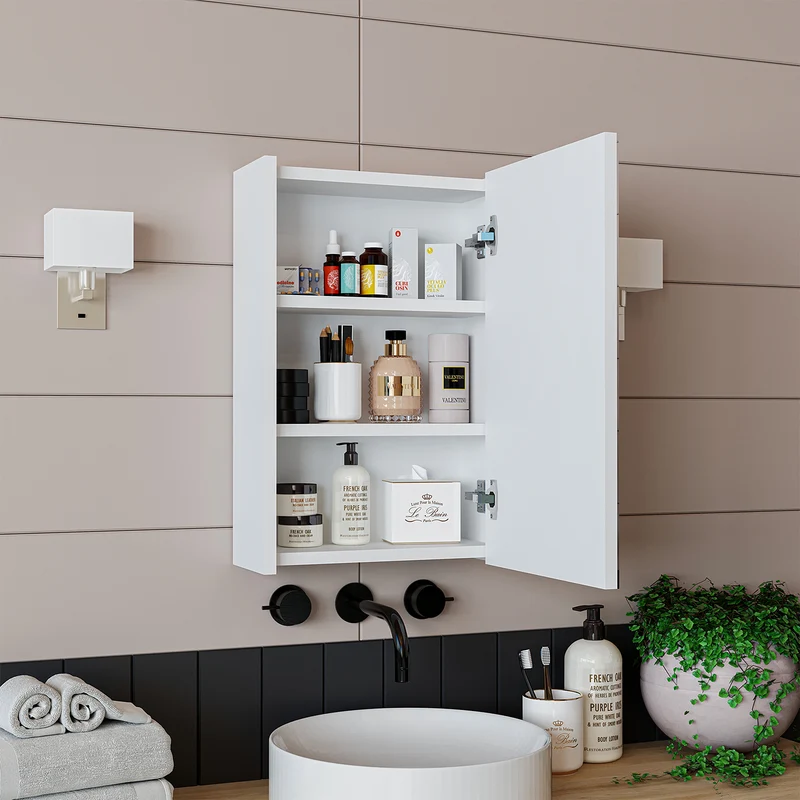 Roomart Badmöbel-Set PUNTO, 46 cm, schmales Gäste-WC-Set mit Spiegelschrank, in 4 Farben