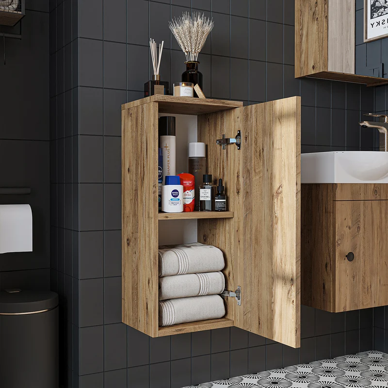 Roomart Badmöbel-Set PUNTO, 46 cm, schmales Gäste-WC-Set mit Spiegelschrank, in 4 Farben