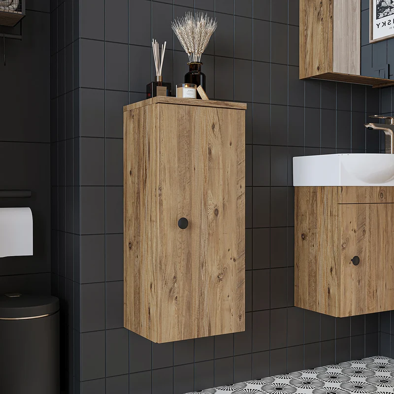 Roomart Badmöbel-Set PUNTO, 46 cm, schmales Gäste-WC-Set mit Spiegelschrank, in 4 Farben