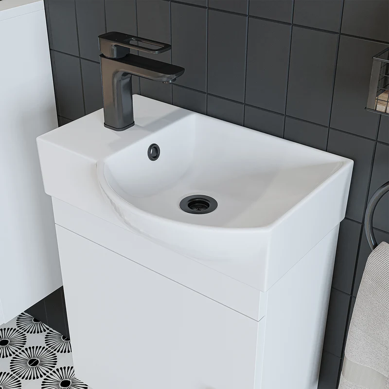 Roomart Badmöbel-Set PUNTO, 46 cm, schmales Gäste-WC-Set mit Spiegelschrank, in 4 Farben