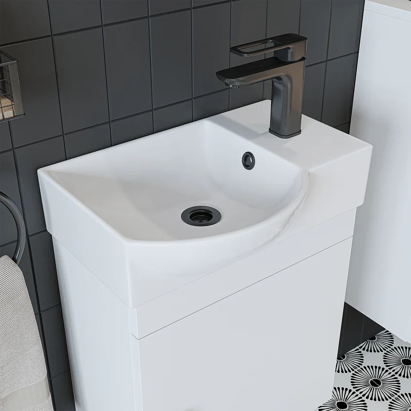 Roomart Badmöbel-Set PUNTO, 46 cm, schmales Gäste-WC-Set mit Spiegelschrank, in 4 Farben
