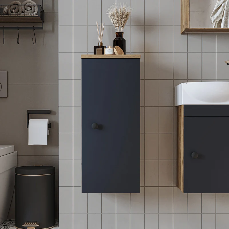 Roomart Badmöbel-Set PUNTO, 46 cm, schmales Gäste-WC-Set mit Spiegelschrank, in 4 Farben