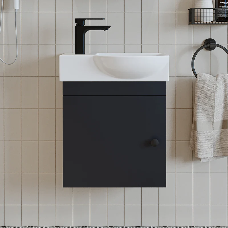 Roomart Badmöbel-Set PUNTO, 46 cm, schmales Gäste-WC-Set mit Spiegelschrank, in 4 Farben