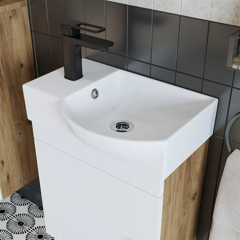 Roomart Badmöbel-Set PUNTO, 46 cm, schmales Gäste-WC-Set mit Spiegelschrank, in 4 Farben