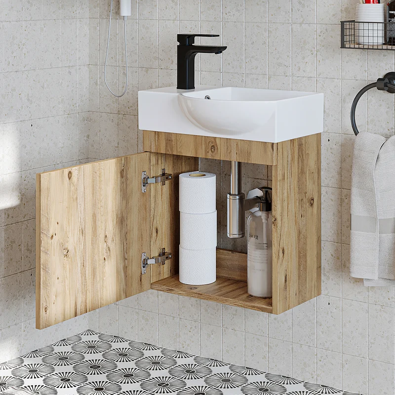 Roomart Badmöbel-Set PUNTO, 46 cm, schmales Gäste-WC-Set mit Spiegelschrank, in 4 Farben