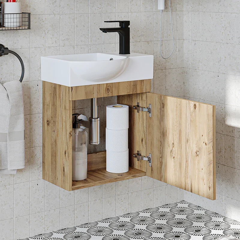 Roomart Badmöbel-Set PUNTO, 46 cm, schmales Gäste-WC-Set mit Spiegelschrank, in 4 Farben