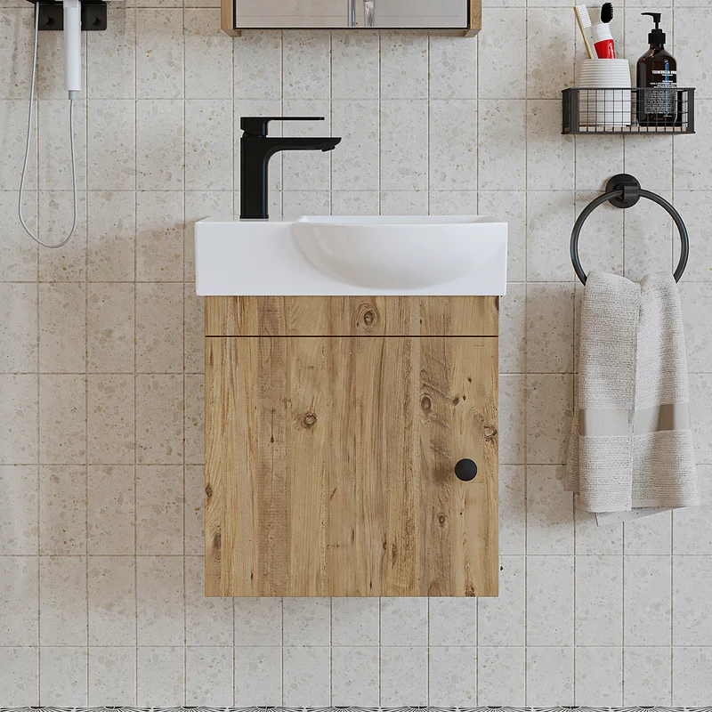 Roomart Badmöbel-Set PUNTO, 46 cm, schmales Gäste-WC-Set mit Spiegelschrank, in 4 Farben