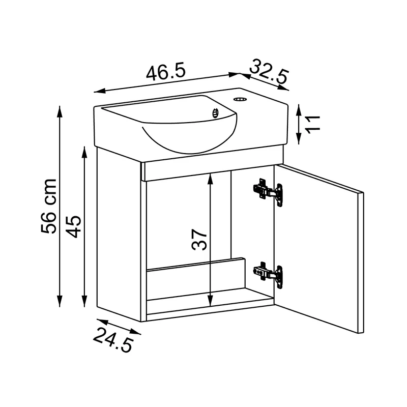 Roomart Badmöbel-Set PUNTO, 46 cm, schmales Gäste-WC-Set mit Spiegelschrank, in 4 Farben