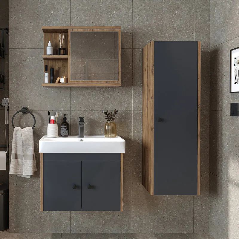 Roomart 4-teiliges Badmöbel-Set ADA, 60 cm, mit Waschbecken und Hochschrank, in 5 Farben