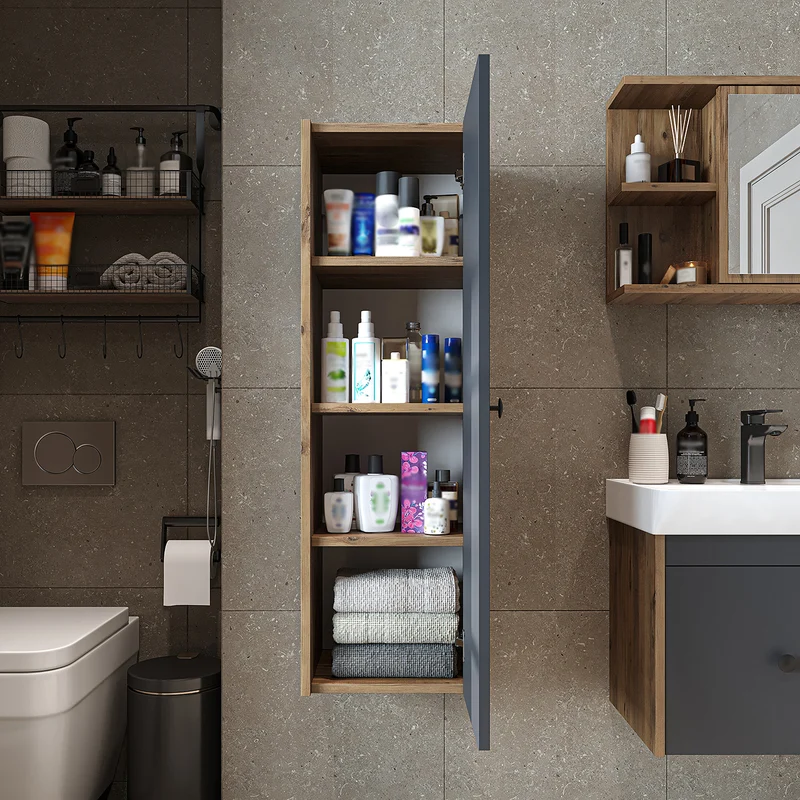Roomart 4-teiliges Badmöbel-Set ADA, 60 cm, mit Waschbecken und Hochschrank, in 5 Farben