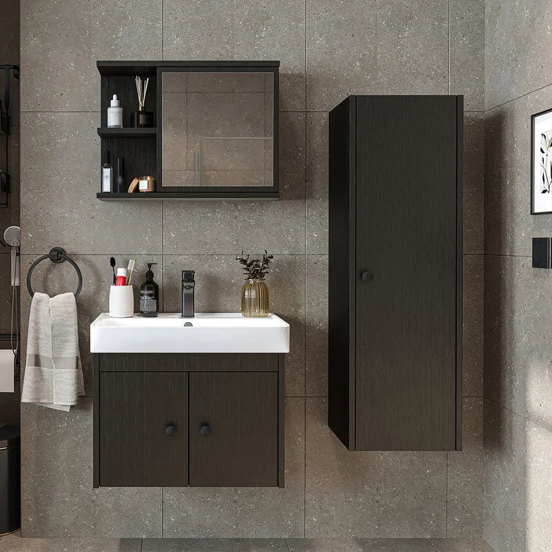 Roomart 4-teiliges Badmöbel-Set ADA, 60 cm, mit Waschbecken und Hochschrank, in 5 Farben
