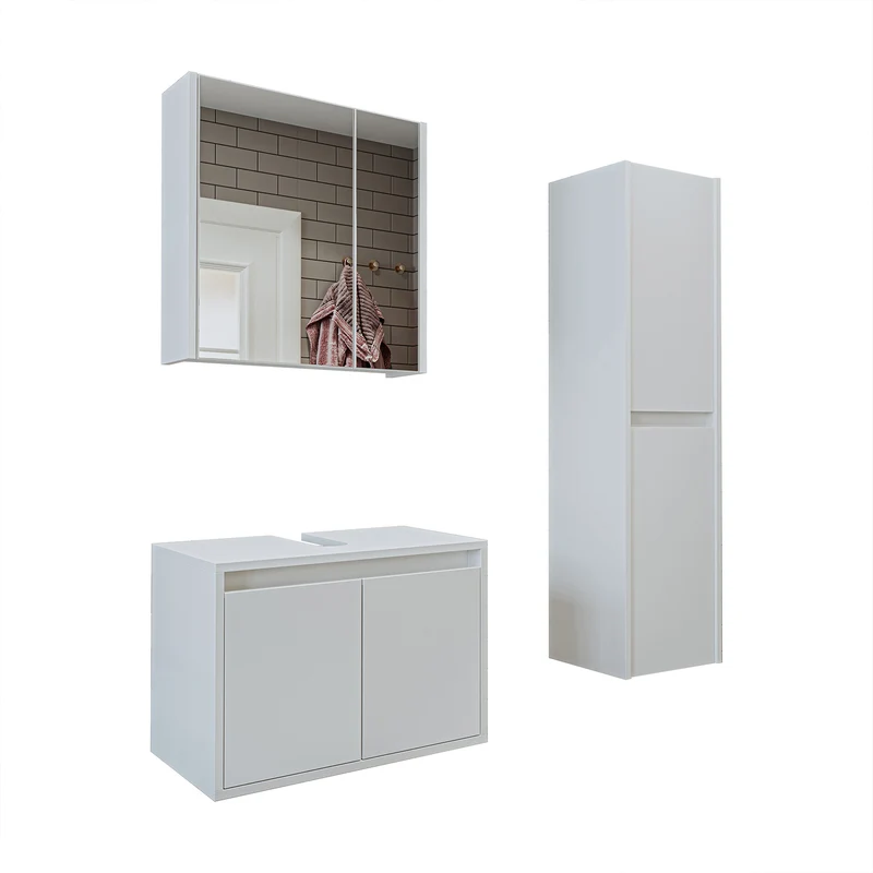 Roomart 3-teiliges Badmöbel-Set MELONA-S1, 65 cm, ohne Becken, mit Hochschrank, in 4 Farben