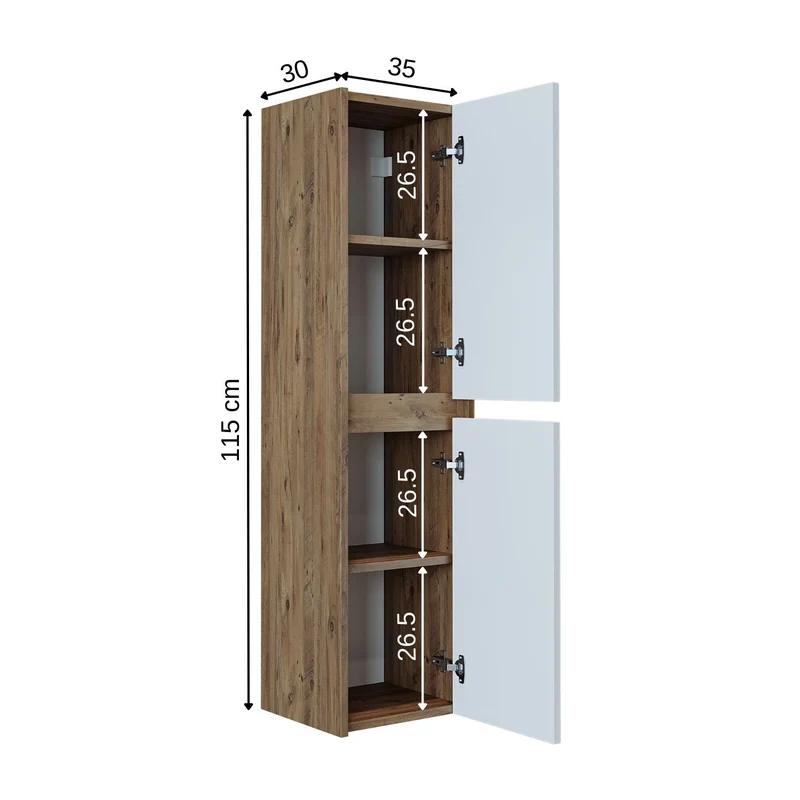 Roomart 3-teiliges Badmöbel-Set MELONA-S2, 65 cm, ohne Becken, mit Spiegel- und Hochschrank, in 4 Farben