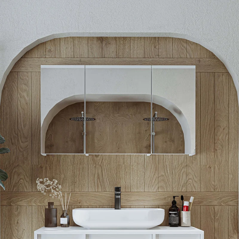 Roomart 4-teiliges Badmöbel-Set GUSTO-ATL, 120 cm, mit eckigem Waschbecken und Hochschrank, in 2 Farben