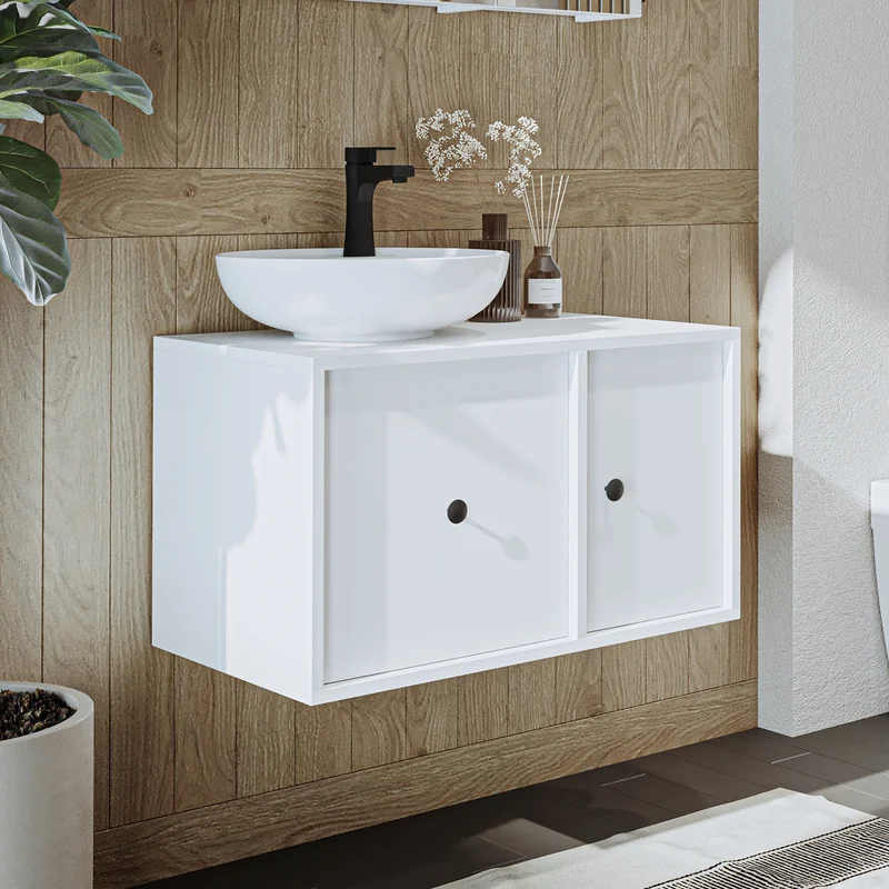 Roomart 4-teiliges Badmöbel-Set GUSTO, 75 cm, mit rundem Becken, in 2 Farben