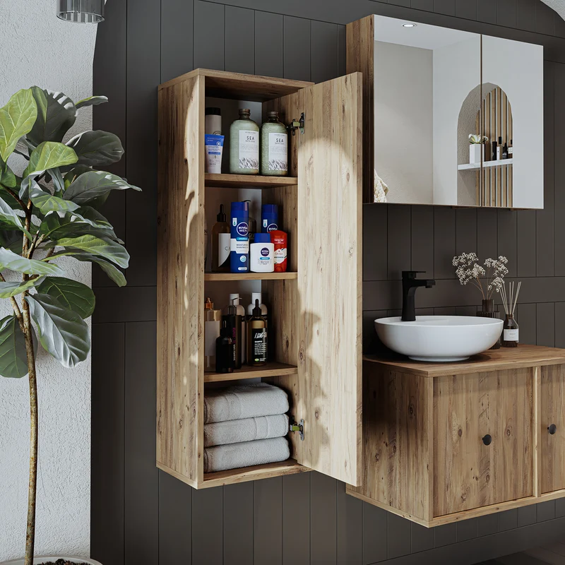Roomart 4-teiliges Badmöbel-Set GUSTO, 75 cm, mit rundem Becken, in 2 Farben