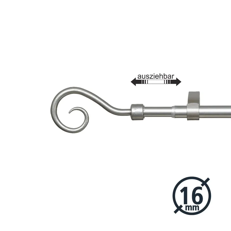 GARDINIA Gardinenstangen-Set ausziehbar 130 - 240 cm, Komplettstilgarnitur ø 16/13 mm inkl. Befestigungsmaterial, verschiedene Stile und Farben, Metall