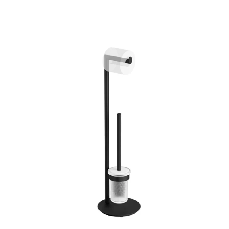 Design-Ständer für WC-Bürste mit Schallschutzring, Standmodell, Chrom oder Schwarz