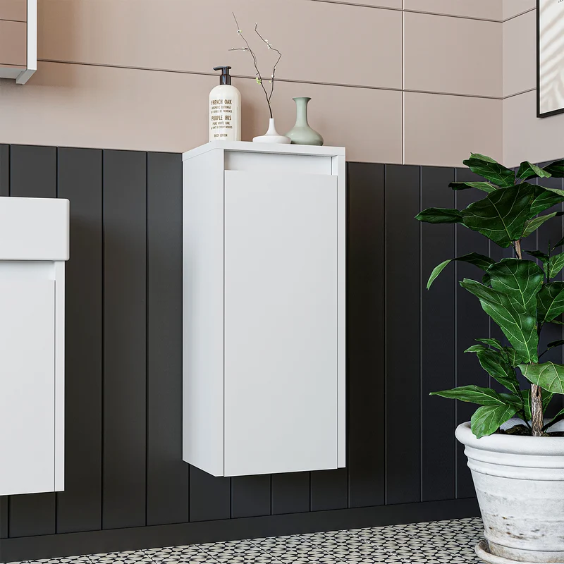 Roomart 4-teiliges Badmöbel-Set LEO, 46 cm, schmales Gäste-WC-Set mit Spiegelschrank, in 4 Farben