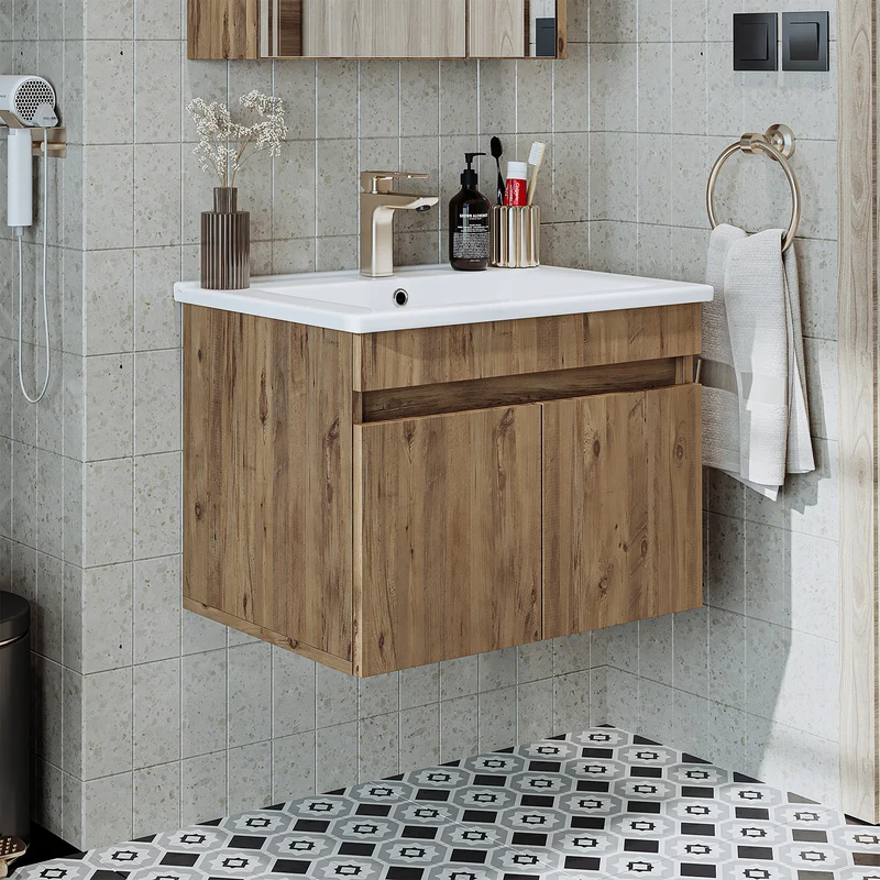 Roomart ATRIA Waschtisch mit Unterschrank, 65 cm, mit Keramikbecken, in 4 Farben
