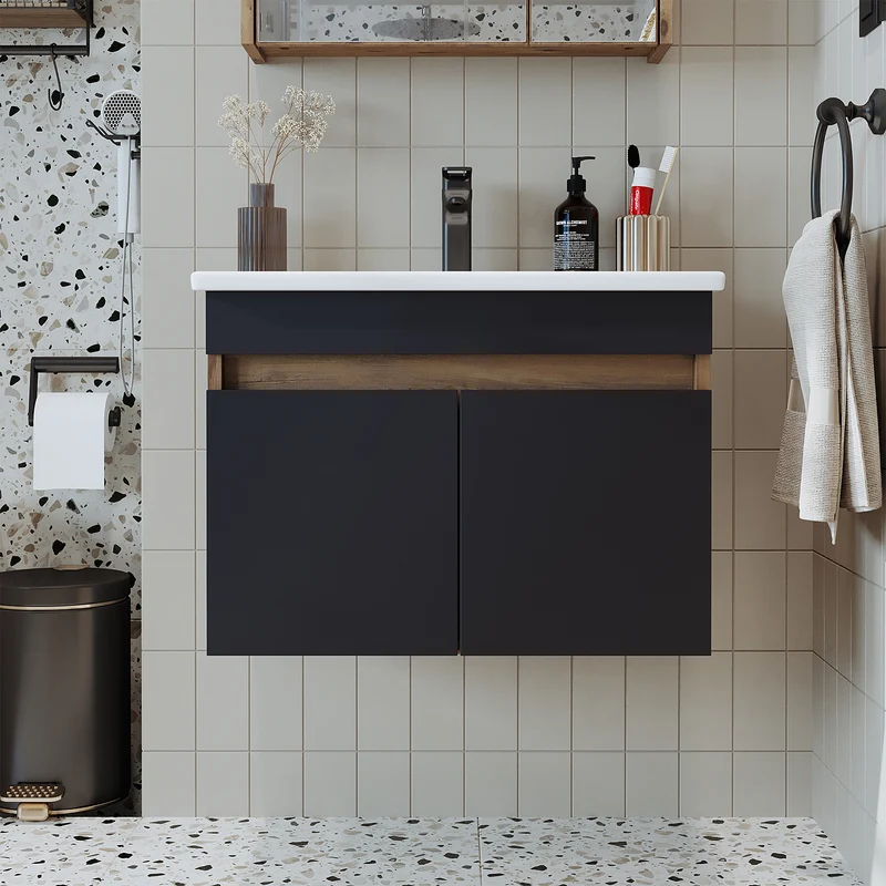 Roomart ATRIA Waschtisch mit Unterschrank, 65 cm, mit Keramikbecken, in 4 Farben