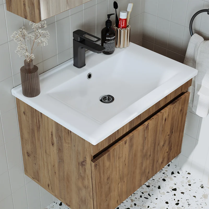 Roomart ATRIA Waschtisch mit Unterschrank, 65 cm, mit Keramikbecken, in 4 Farben