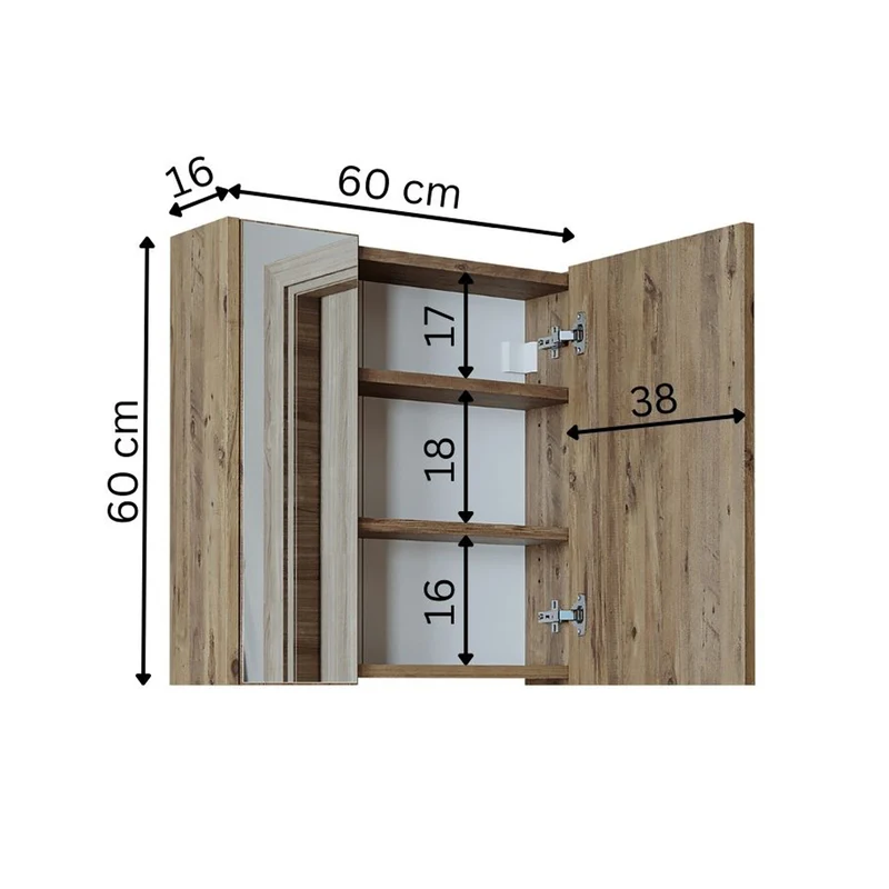 Roomart Badezimmer Spiegelschrank, 60 oder 80 cm, mit Soft-Close-Türen, in 3 Farben