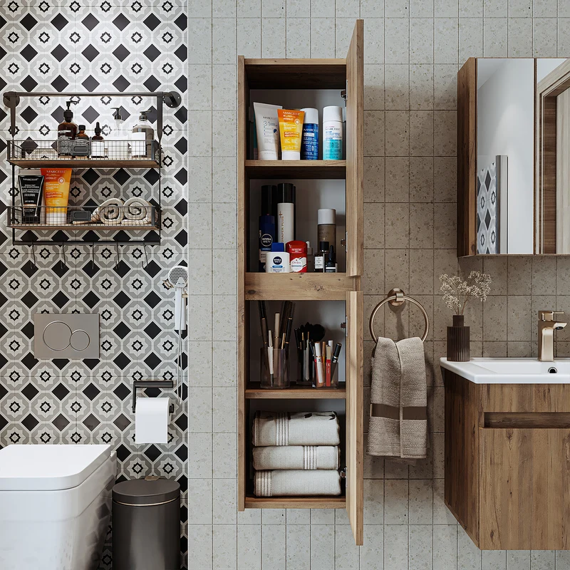 Roomart Badezimmer Hochschrank, 35 cm, hängend mit 4 Fächern, in 5 Farben