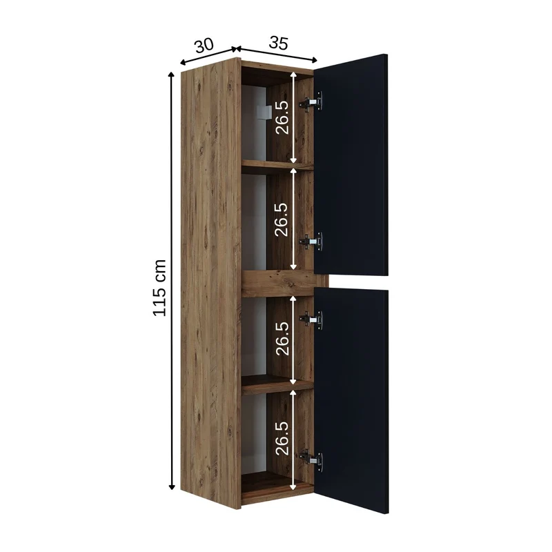 Roomart Badezimmer Hochschrank, 35 cm, hängend mit 4 Fächern, in 5 Farben