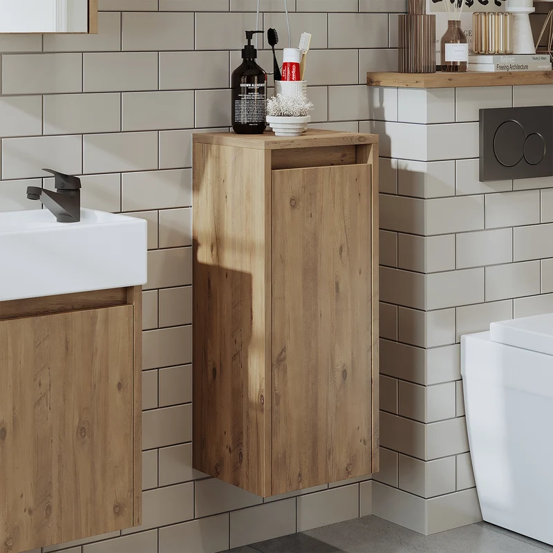 Roomart 4-teiliges Badmöbel-Set MINI, 50 cm, mit Keramikbecken, Spiegel- und Seitenschrank, in 5 Farben