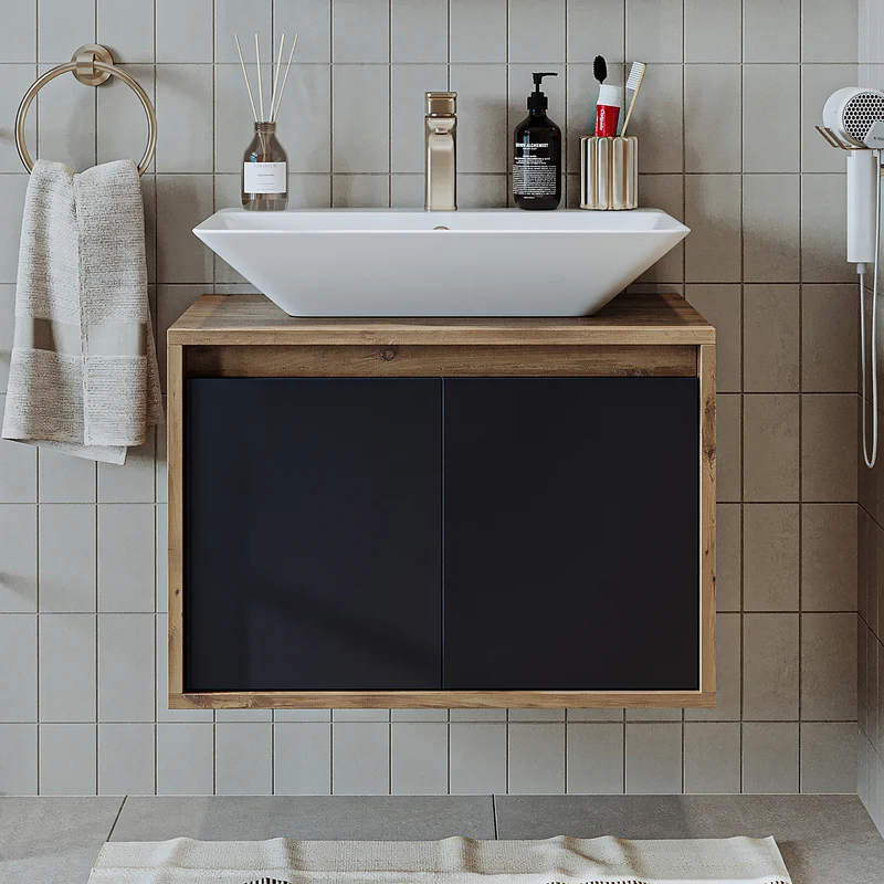 Roomart ATLANTIC Waschtisch mit Unterschrank, 65 cm, mit oder ohne Aufsatzbecken, in 5 Farben