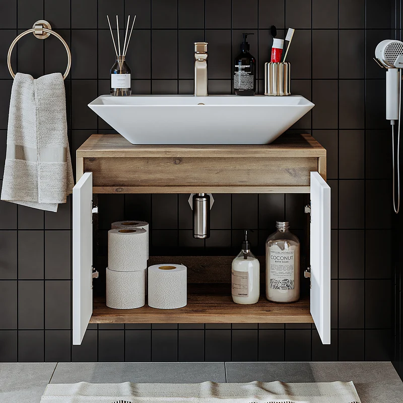 Roomart ATLANTIC Waschtisch mit Unterschrank, 65 cm, mit oder ohne Aufsatzbecken, in 5 Farben