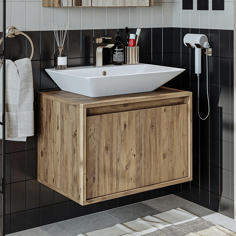 Roomart ATLANTIC Waschtisch mit Unterschrank, 65 cm, mit oder ohne Aufsatzbecken, in 5 Farben
