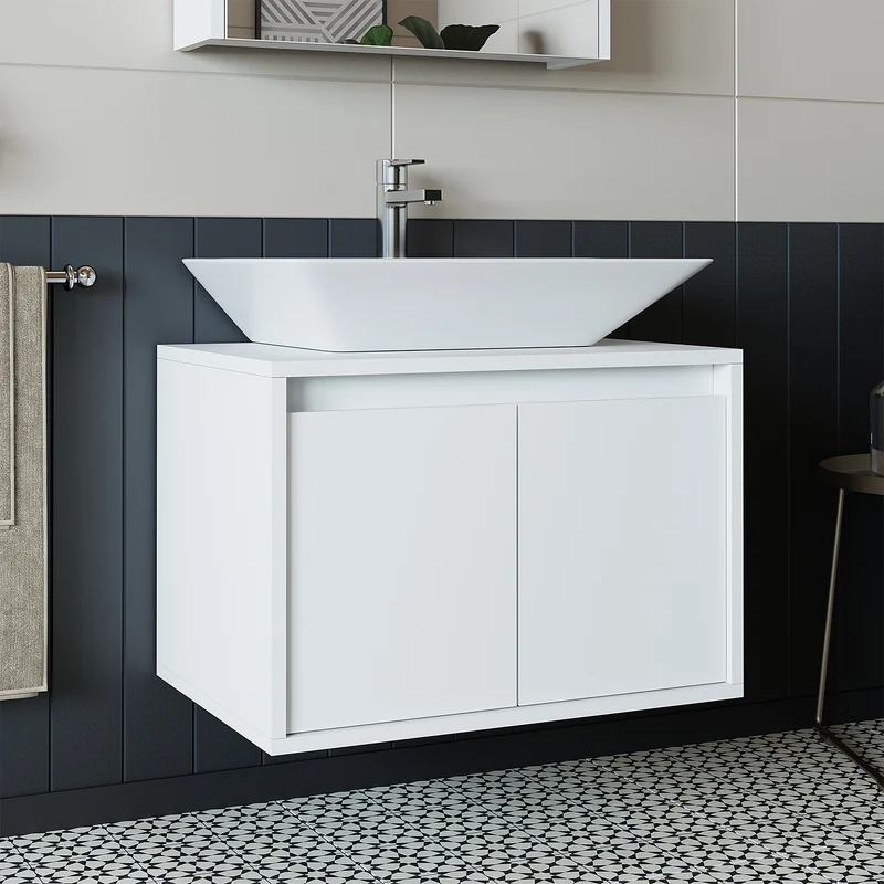 Roomart ATLANTIC Waschtisch mit Unterschrank, 65 cm, mit oder ohne Aufsatzbecken, in 5 Farben