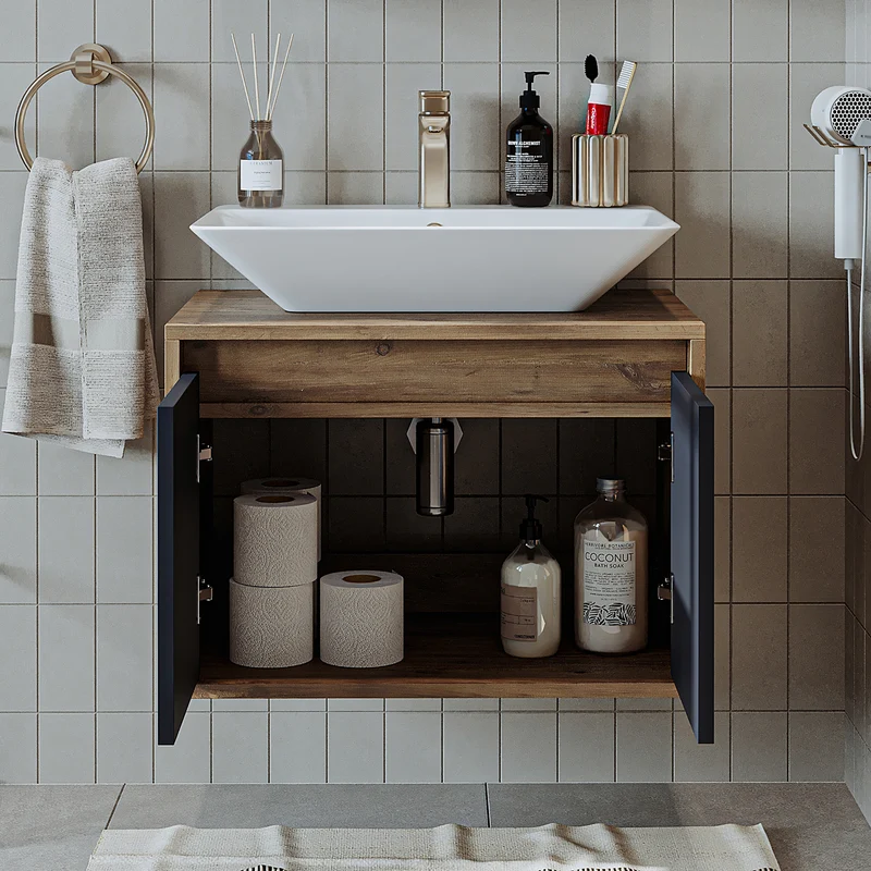 Roomart ATLANTIC Waschtisch mit Unterschrank, 65 cm, mit oder ohne Aufsatzbecken, in 5 Farben