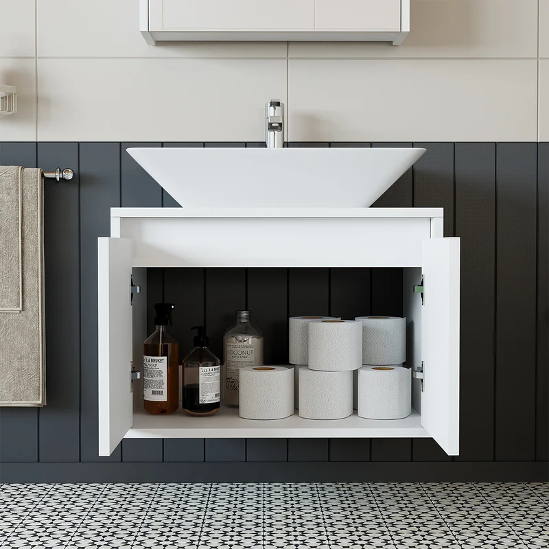 Roomart ATLANTIC Waschtisch mit Unterschrank, 65 cm, mit oder ohne Aufsatzbecken, in 5 Farben