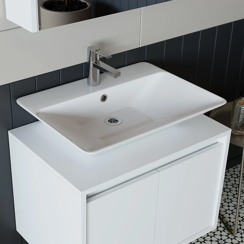 Roomart ATLANTIC Waschtisch mit Unterschrank, 65 cm, mit oder ohne Aufsatzbecken, in 5 Farben
