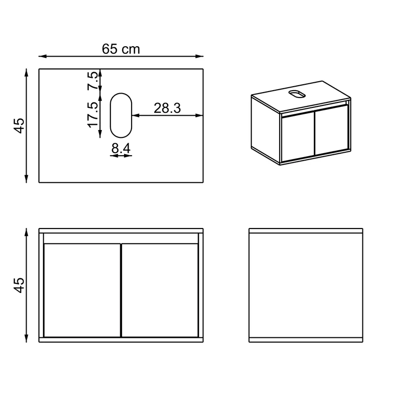 Roomart ATLANTIC Waschtisch mit Unterschrank, 65 cm, mit oder ohne Aufsatzbecken, in 5 Farben