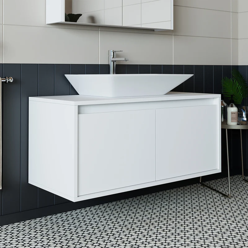 Roomart ATLANTIC Waschtisch mit Unterschrank, 100 cm, mit Aufsatzbecken, in 5 Farben