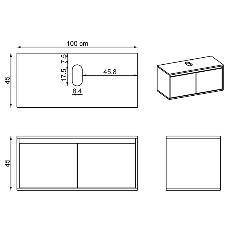 Roomart 4-teiliges Badmöbel-Set ATLANTIC, 100 cm, mit Spiegelschrank und Hochschrank, in 5 Farben