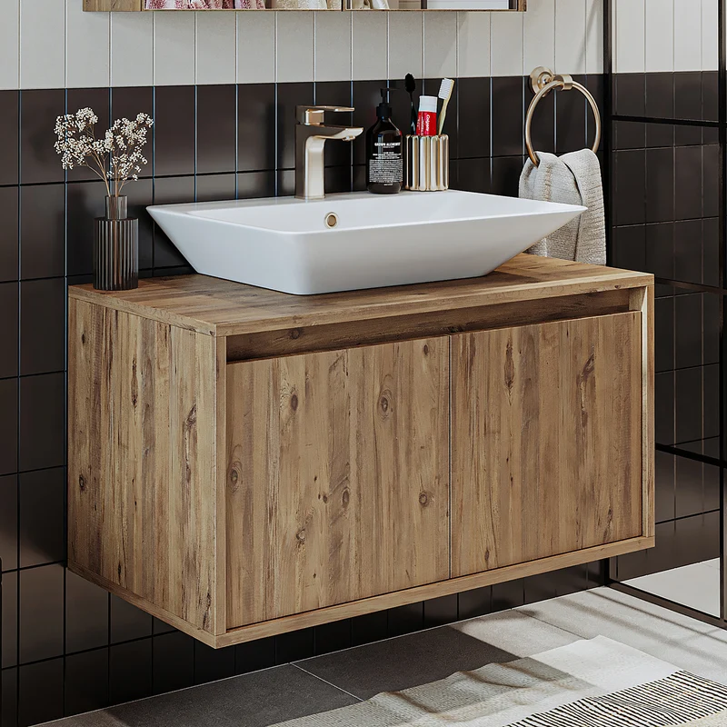 Roomart ATLANTIC Waschtisch mit Unterschrank, 85 cm, mit Aufsatzbecken, in 5 Farben