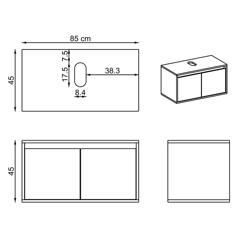 Roomart 4-teiliges Badmöbel-Set ATLANTIC, 85 cm, mit Spiegelschrank und Hochschrank, in 5 Farben