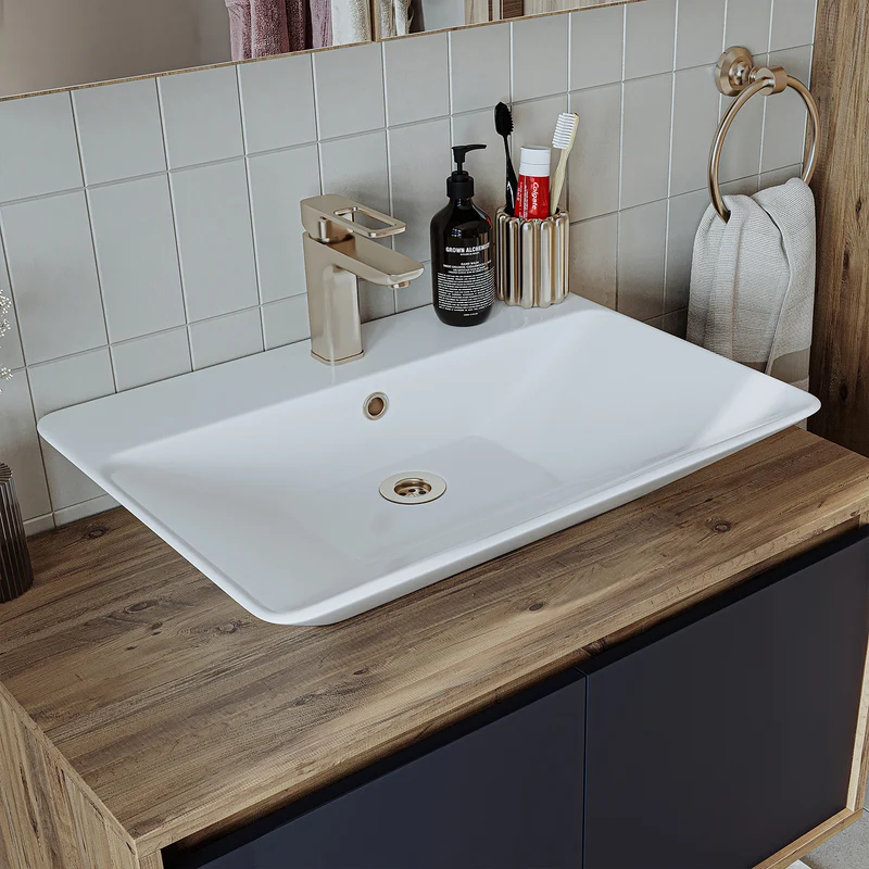 Roomart 3-teiliges Badmöbel-Set ATLANTIC, 85 cm, mit Aufsatzbecken und Spiegelschrank, in 5 Farben