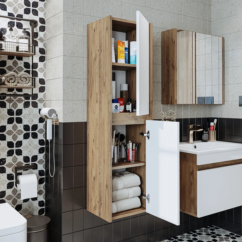Roomart 4-teiliges Badmöbel-Set ATRIA, 100 cm, mit Spiegelschrank und Hochschrank, in 4 Farben
