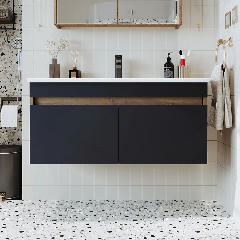 Roomart 4-teiliges Badmöbel-Set ATRIA, 100 cm, mit Spiegelschrank und Hochschrank, in 4 Farben