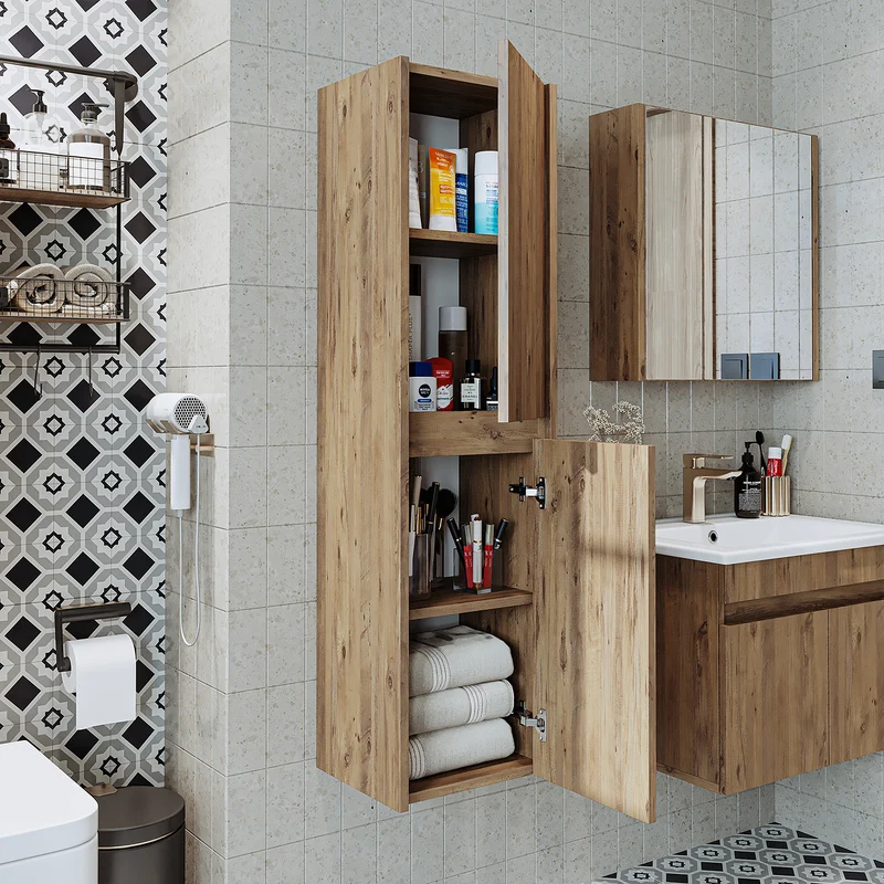 Roomart 4-teiliges Badmöbel-Set ATRIA, 100 cm, mit Spiegelschrank und Hochschrank, in 4 Farben