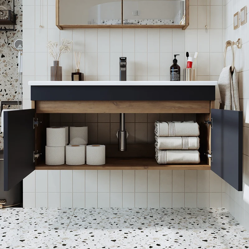 Roomart 4-teiliges Badmöbel-Set ATRIA, 100 cm, mit Spiegelschrank und Hochschrank, in 4 Farben