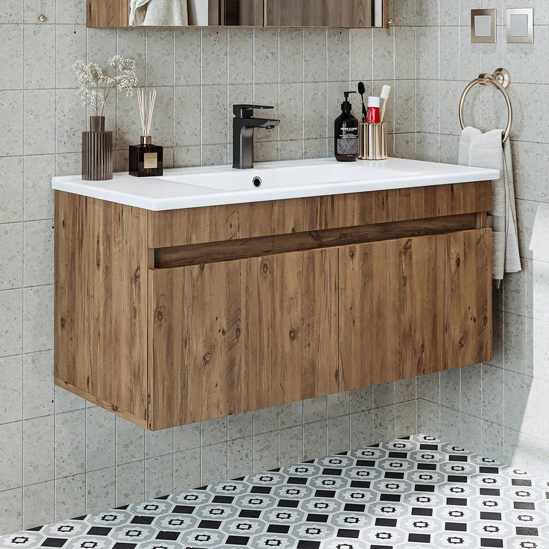 Roomart 4-teiliges Badmöbel-Set ATRIA, 100 cm, mit Spiegelschrank und Hochschrank, in 4 Farben
