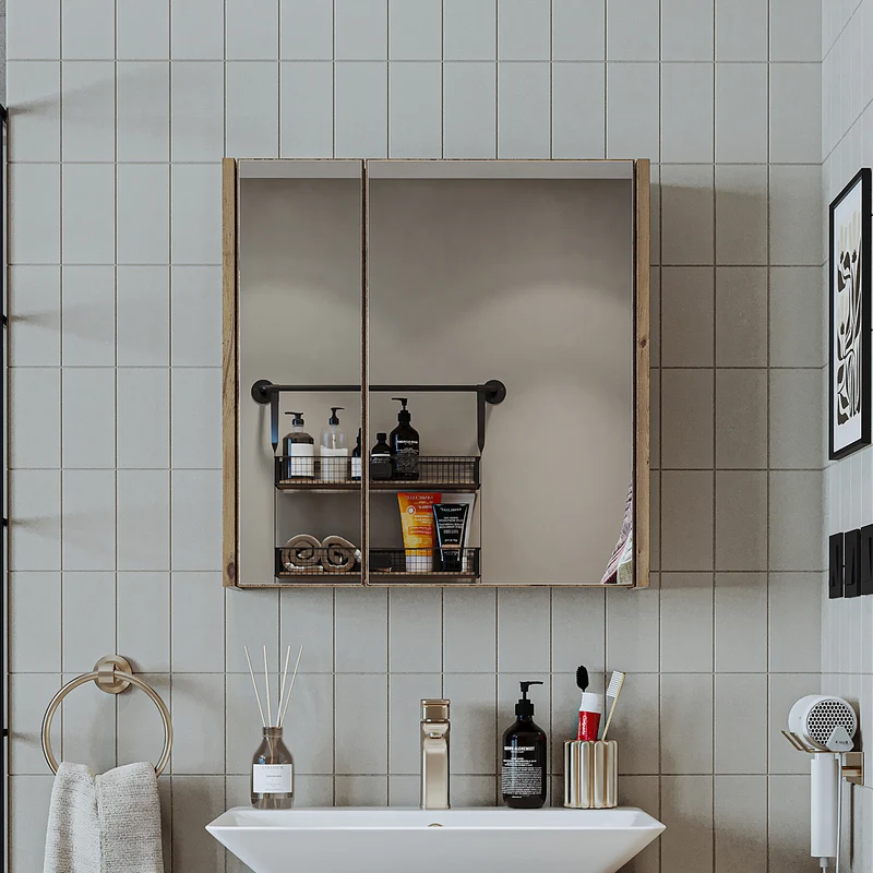 Roomart 4-teiliges Badmöbel-Set ATRIA, 65 cm, mit Spiegelschrank und Hochschrank, in 4 Farben